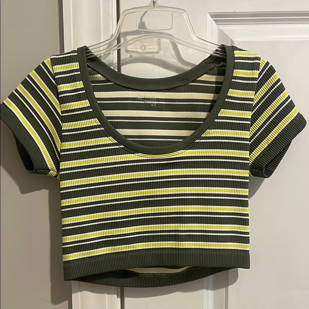 Aerie Green Striped Crop Top